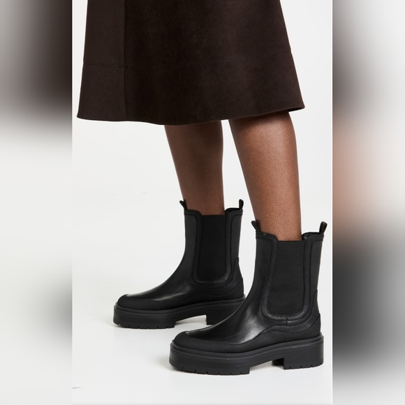 Edgy Sam Edelman Water Repellent Black Leather Chelsea Boots - Picture 14 of 14